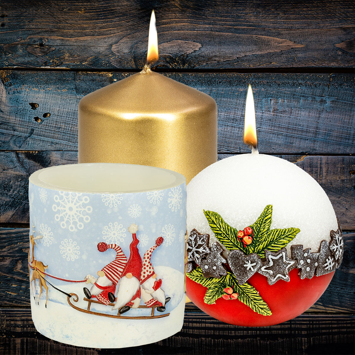 Weihnachtskerzen – Stumpenkerzen und Motivkerzen